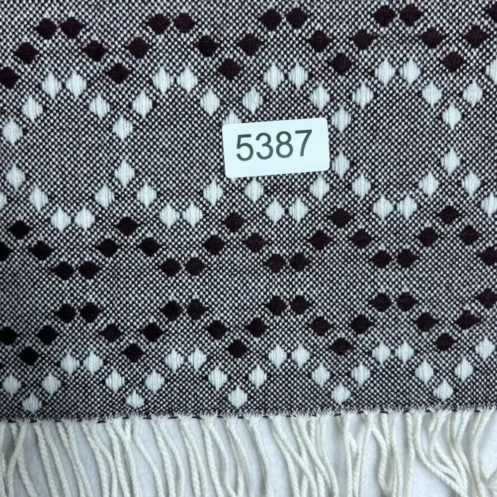 West Elm Throw Blanket Diamond Dot Decorative Burgundy White 44x56 Fringe